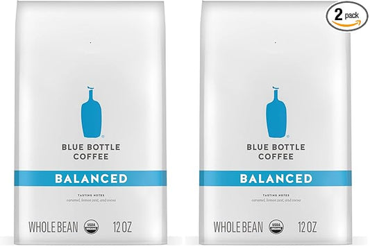 Blue Bottle Whole Bean Organic Coffee, Balanced, Medium Roast, 12 Ounce bag (Pack of 2)