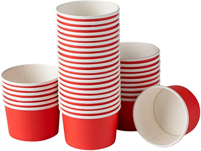 Coppetta 3-Ounce Dessert Cups, 200 Disposable Ice Cream Cups - Lids Sold Separately, Heavy-Duty, Red Paper Frozen Yogurt Bowls, For Hot And Cold Foods, Perfect For Gelato Or Mousse - Restaurantware