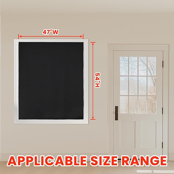 AJAZZ self Adhesive Portable 100% Blackout Curtains Simple and Easy to installBedroom Window Thermal Lnsulated Kitchen Room Darkening Black Small Drapes 1-Pack