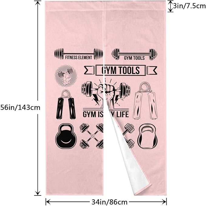 Fitness Element Gym Tools Gym Tools Gym is My Life Blackout Curtains for Doorways Bedroom Kitchen Door Curtain 34x56in Indoor Partition Shading Decor Window Curtains