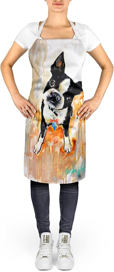 Caroline's Treasures Boston Terrier Scout Apron Cooking Kitchen Server Baking Crafts Gardening for Adult Women Men, Unisex, Large, Multicolor