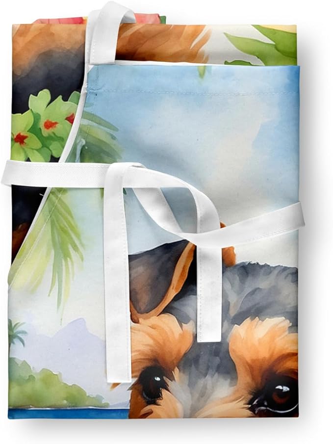 Caroline's Treasures Welsh Terrier Luau Apron Cooking Kitchen Server Baking Crafts Gardening for Adult Women Men, Unisex, Large, Multicolor
