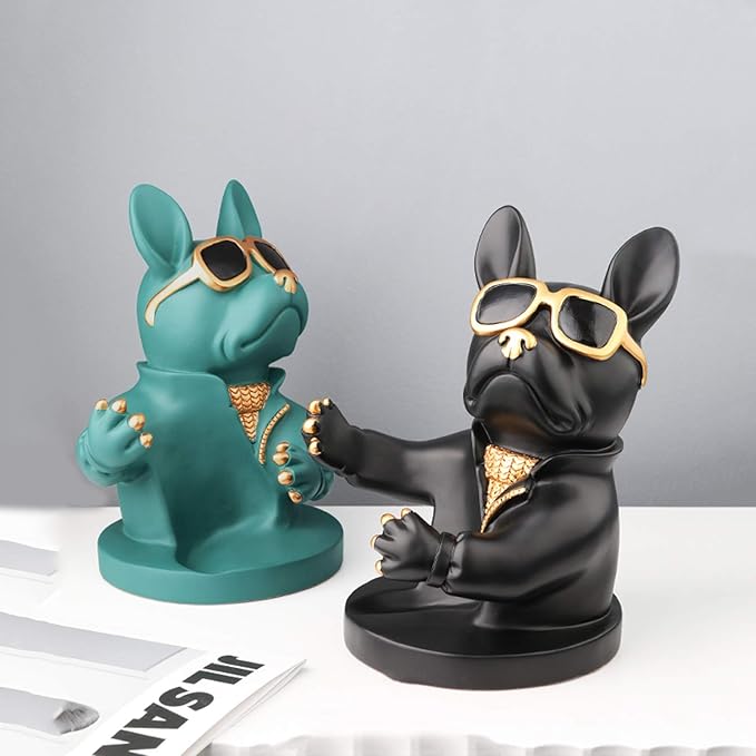 Wine Rack Creative Animal Dog Shape Wine Rack Handmade Resin Desktop Artwork Kitchen Decorations Wine Storage Box(Black and Green) Wine Bottle Holder (Color : Brass) (Brass)