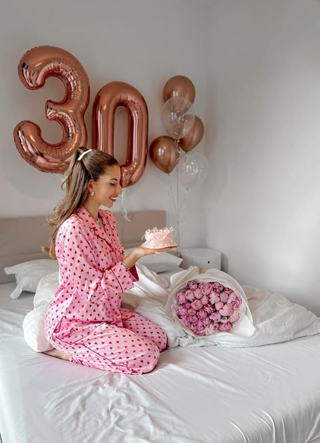 12 Balloons Number 40 Inch, Rose Gold Large Number Balloons Birthday Gift for 12 21 Years Old, Maylar Balloon Decorations for Wedding Engagement Graduations Memorial Day's