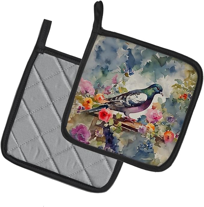 Caroline's Treasures Pigeon Pair of Pot Holders Kitchen Heat Resistant Pot Holders Sets Oven Hot Pads for Cooking Baking BBQ, 7 1/2 x 7 1/2
