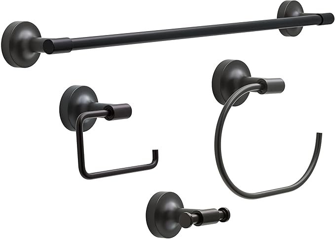 Franklin Brass Voisin (1-Pack) Toilet Paper Holder, Euro Single Post Tissue Roll Wall Mount TP Storage, Matte Black Bathroom Decor, Accessories VOI50-MB