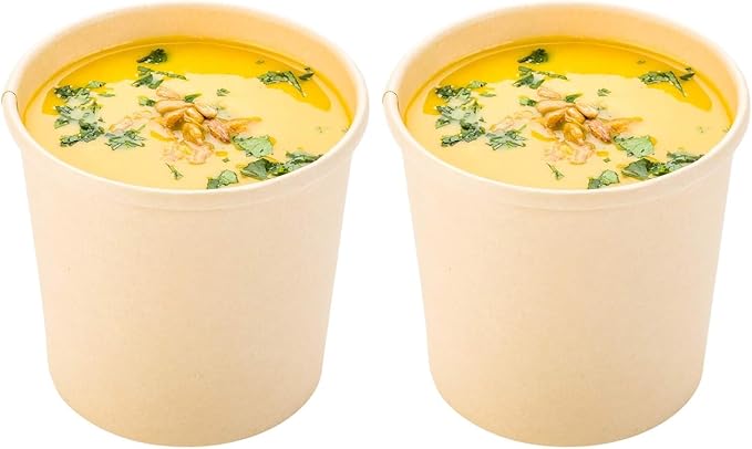 Restaurantware Paper Take-Out Soup Cups - Round - Kraft - 12 oz - Medium - 25ct Box - Lids Sold Separately (Pack of 2)