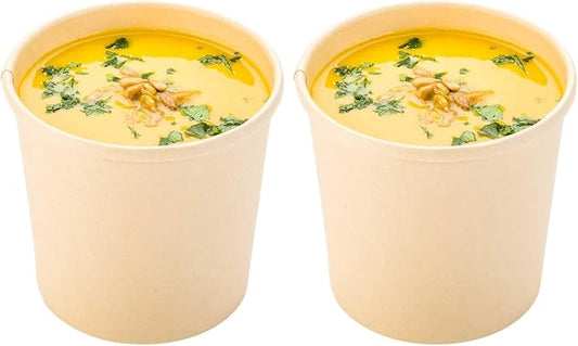 Restaurantware Paper Take-Out Soup Cups - Round - Kraft - 12 oz - Medium - 25ct Box - Lids Sold Separately (Pack of 2)