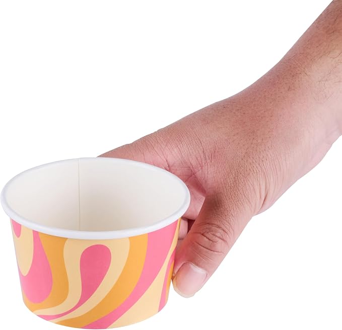 Coppetta 8 Ounce Dessert Cups, 200 Greaseproof Ice Cream Cups - Lids Sold Separately, For Hot And Cold Foods, Tropical Twist Paper Yogurt Bowls, Disposable, Sturdy - Restaurantware