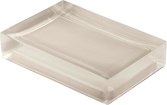 Izod – Soap Dish, Clear Hand-Painted Resin with Sleek Modern Styling, Perfect for Holding Bar Soap or Sponges on Bathroom & Kitchen Counters (Marina)