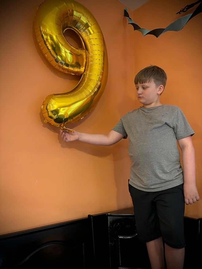 9 Birthday Decorations 9 Number Balloons, Happy Birthday Decoration for 9th, Gold Balloon Numbers 40 Inch for Girls Boys Women Men Engagement, Bridal Shower Party