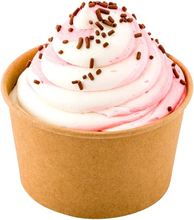 Coppetta 12-Ounce Dessert Cups, 50 Disposable Ice Cream Cups - Lids Sold Separately, Sturdy, Kraft Paper Frozen Yogurt Bowls, For Hot And Cold Foods, Perfect For Gelato Or Mousse - Restaurantware