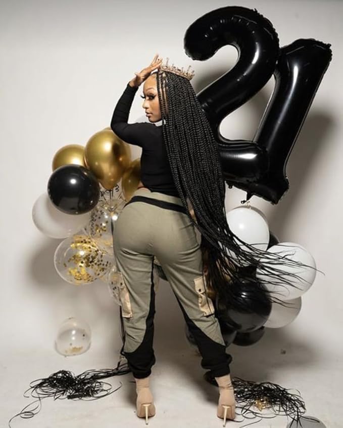 12 Balloons Number, 21 Balloons, 12th Black Party Decorations 40 In Big 21st for Girl Boys Engagement, Wedding, Celebration Party, Graduations, Photo Shoot