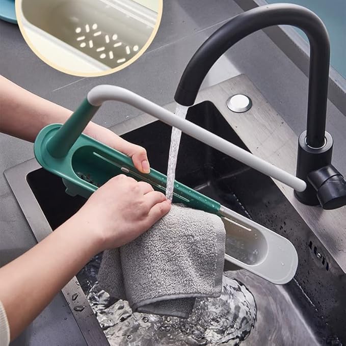 Kitchen Sink Storage Rack Telescopic Drain Basket rag Finishing Rack Household dishwashing rag Storage Rack (Color : Gray, Size : 32 * 27cm) (Gray 32 * 27cm)