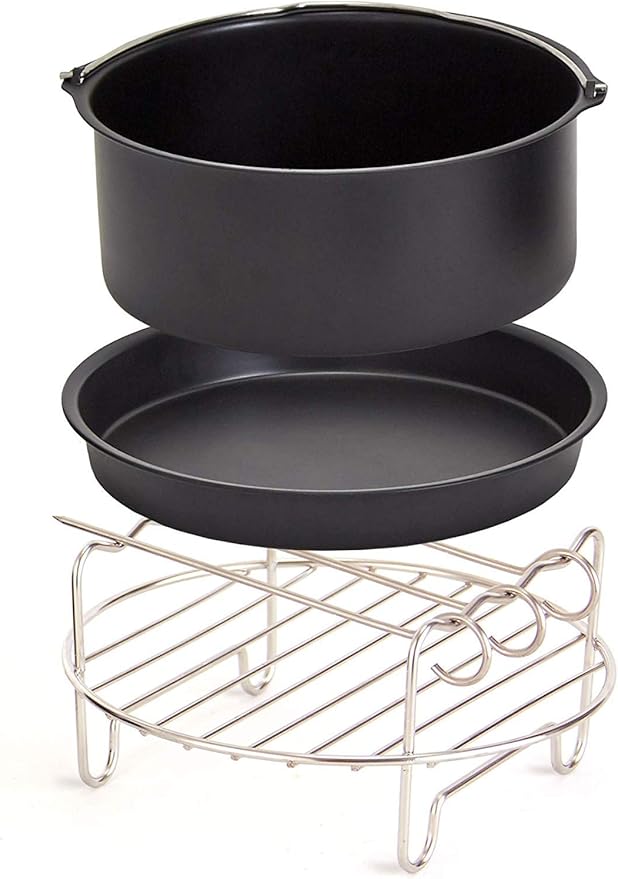 Dash Compact Air Fryer Accessories - Multi-Purpose PTFE Nonstick Accessories Kit - Easy-to-Clean & Space-Saving Design - Includes Pizza Pan, Baking Dish, Skewers & Cooking Rack