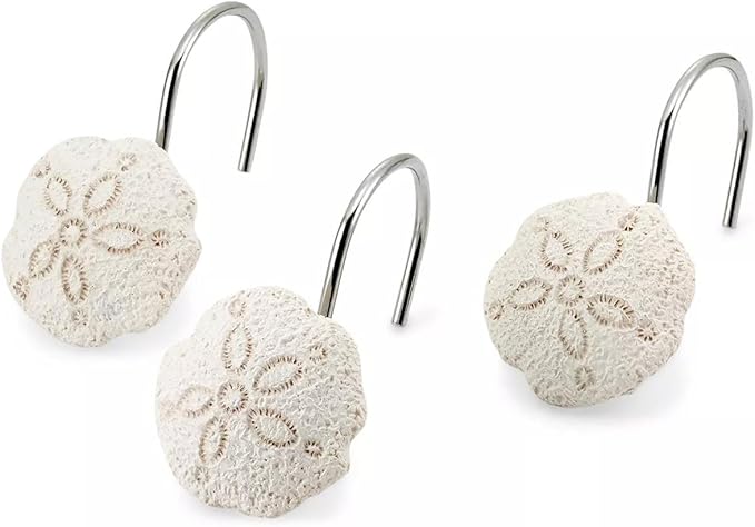 Avanti Linens - Shower Curtain Hooks, Beach Inspired Bathroom Accessories, Set of 12 (Seaglass Collection)