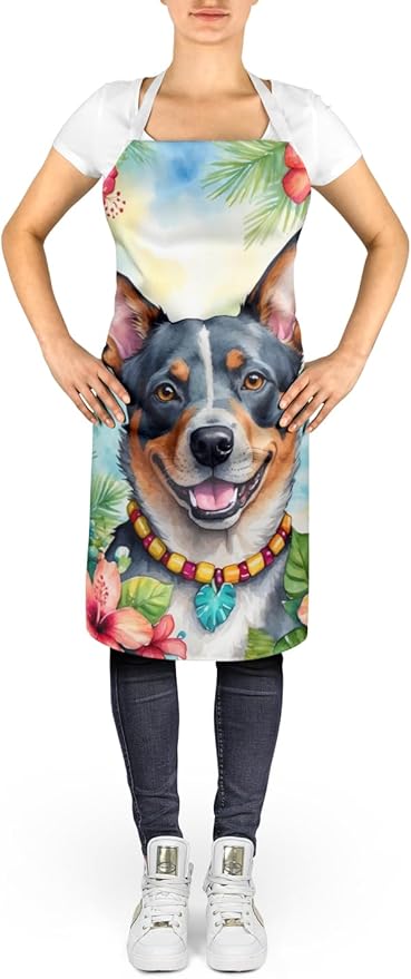 Caroline's Treasures Australian Cattle Dog Luau Apron Cooking Kitchen Server Baking Crafts Gardening for Adult Women Men, Unisex, Large, Multicolor