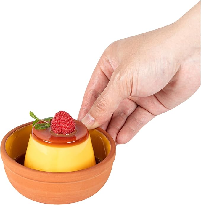 Restaurantware-Terra Tek 5.1 Ounce Terracotta Cazuelas, 2 Yellow Glazed Clay Pots For Cooking - Oven-Ready, Microwavable, Terracotta Serving Pots, Dishwashable, For Cooking And Serving