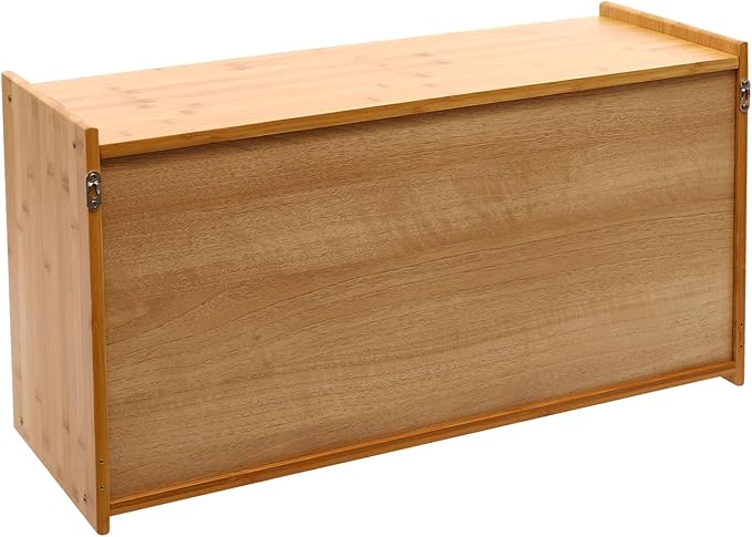 Countertop Kitchen Pantry Cabinet,Bamboo Wall Sideboard with Sliding Glass Doors,Pantry Cabinet for Kitchen, Living Room,Dinning,Bedroom,Log Color,30.3" W