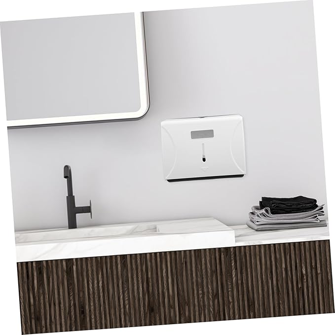 Cabilock Wall Mounted Paper Towel Dispenser High Capacity Touchless Hand Towel Holder for Commercial Use Bathrooms and Kitchens Versatile White Design for Easy Access and Space Saving
