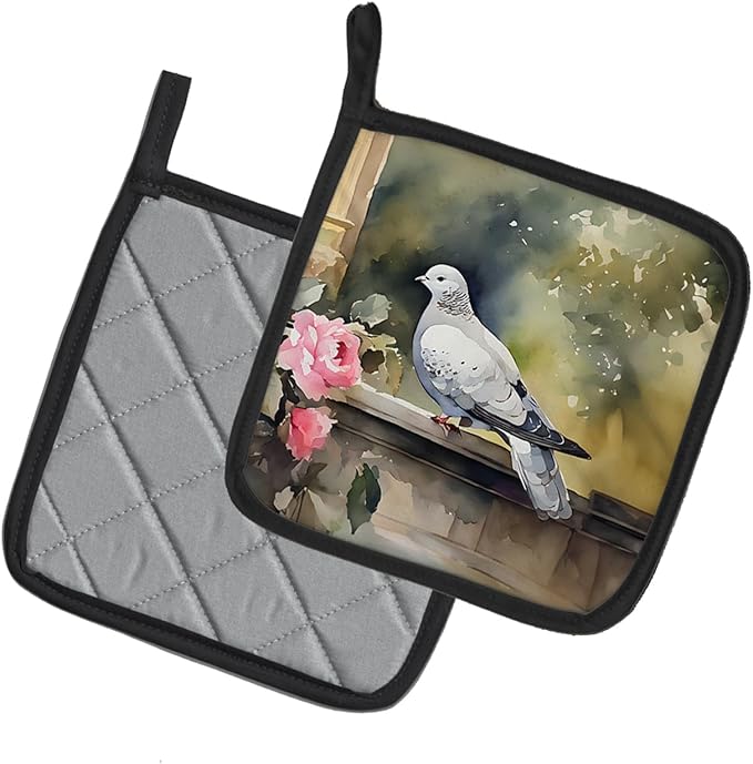Caroline's Treasures Pigeon Pair of Pot Holders Kitchen Heat Resistant Pot Holders Sets Oven Hot Pads for Cooking Baking BBQ, 7 1/2 x 7 1/2