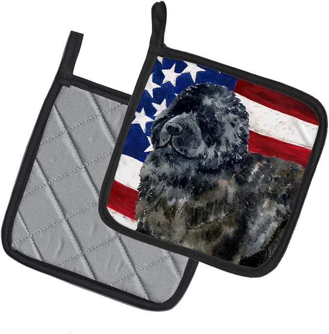 Caroline's Treasures BB9671PTHD Newfoundland Patriotic Pair of Pot Holders Kitchen Heat Resistant Pot Holders Sets Oven Hot Pads for Cooking Baking BBQ, 7 1/2 x 7 1/2