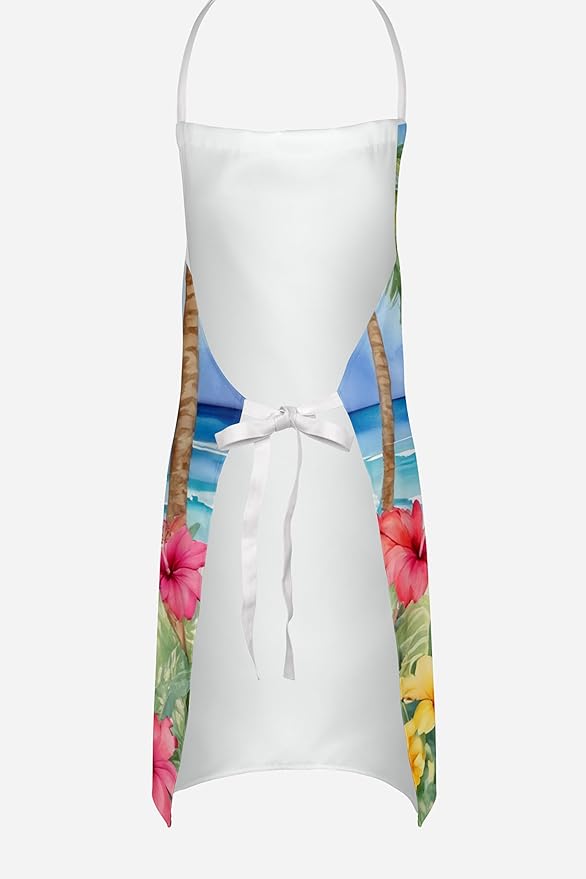 Caroline's Treasures Scottish Deerhound Luau Apron Cooking Kitchen Server Baking Crafts Gardening for Adult Women Men, Unisex, Large, Multicolor