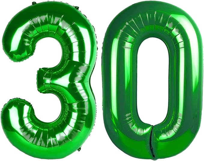 Dark Green Huge Number 30 Balloons, Big 40 Inch Numbers Balloon for 30th Birthday party Decoration Wedding Anniversaries Event Supplies for Parents