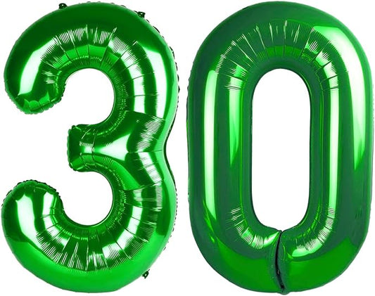 Dark Green Huge Number 30 Balloons, Big 40 Inch Numbers Balloon for 30th Birthday party Decoration Wedding Anniversaries Event Supplies for Parents