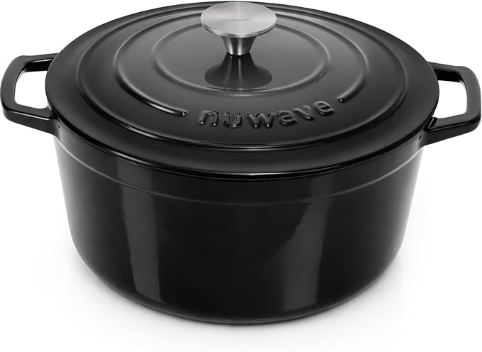 Nuwave 6QT Healthy Enameled Cast Iron Dutch Oven Pot with Lid, Heavy Duty 7-Layer Enamel, Enhanced Rust Protection, Dual Handles, Oven Safe to 500°F for Sourdough Bread Baking, Braise, Stew, Roast