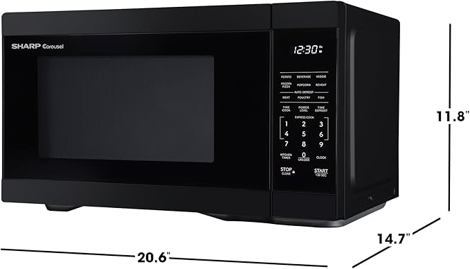 SHARP Countertop Microwave Oven with Removable 12.4" Carousel Turntable, 1000 Watt, 1.1 Cubic Feet, Black