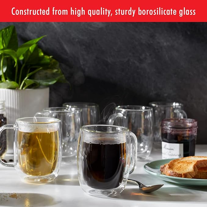 ZWILLING Sorrento Plus 8-pc Double-Wall Glass Coffee Mug Set