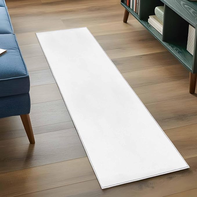 Runner Rug for Bedroom Hallway, Pure White Kitchen Runner Rugs Area Rug 2x6ft, Minimalist Solid Color Washable Soft Floor Carpet for Entryway Stair