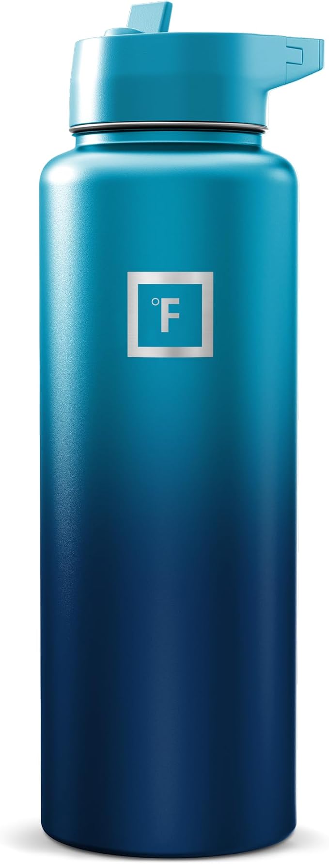 IRON °FLASK Camping & Hiking Hydration Flask with Straw, Wide Mouth Insulated Stainless Steel Sports Water Bottle - Dark Night 40 oz - Straw (1 Lid)