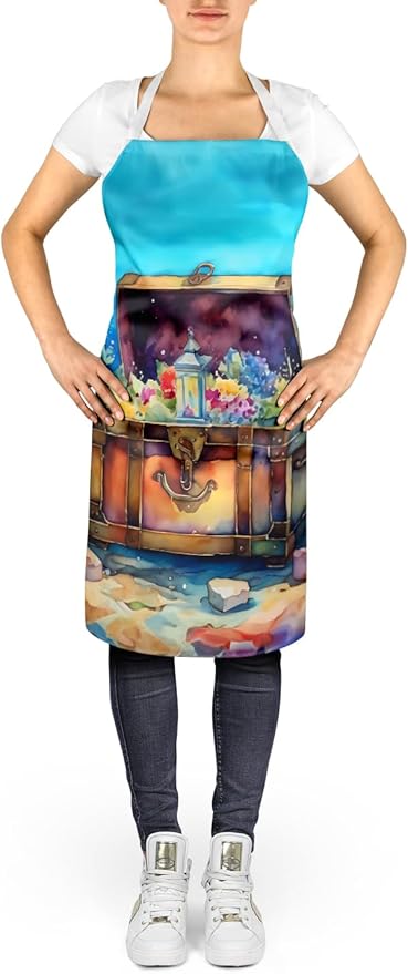Caroline's Treasures Treasure Chest Apron Cooking Kitchen Server Baking Crafts Gardening for Adult Women Men, Unisex, Large, Multicolor