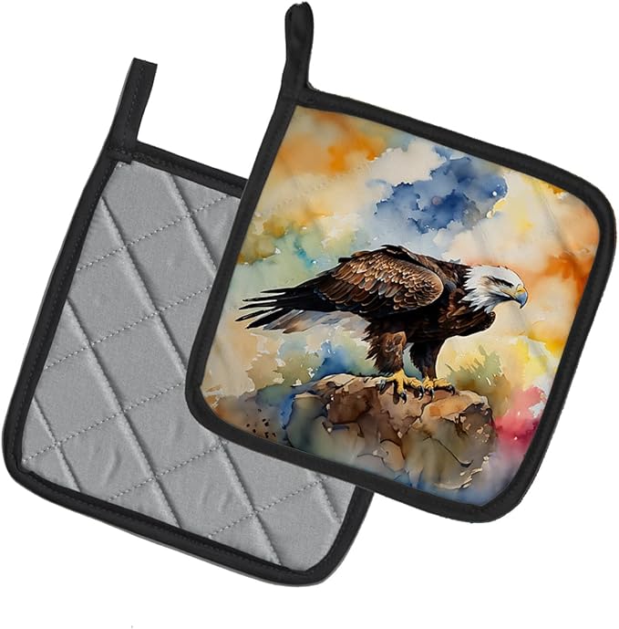 Caroline's Treasures Eagle Pair of Pot Holders Kitchen Heat Resistant Pot Holders Sets Oven Hot Pads for Cooking Baking BBQ, 7 1/2 x 7 1/2