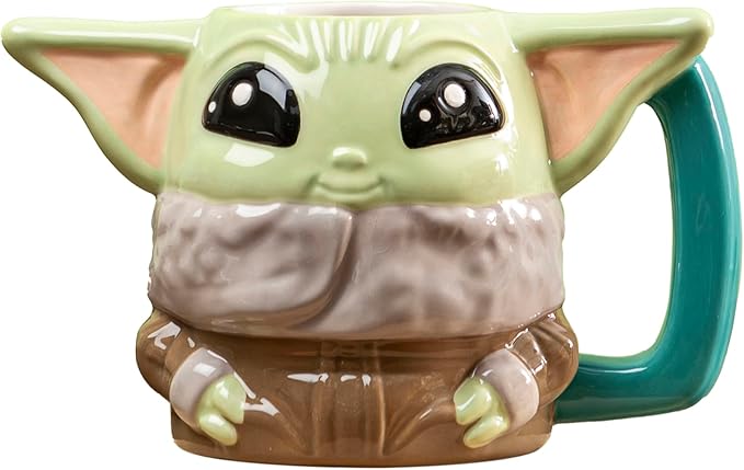 Zak Designs Star Wars The Mandalorian Sculpted Ceramic Coffee Mug for Hot Drinks, Collectible Keepsake with Unique 3D Character (12 oz, Grogu)