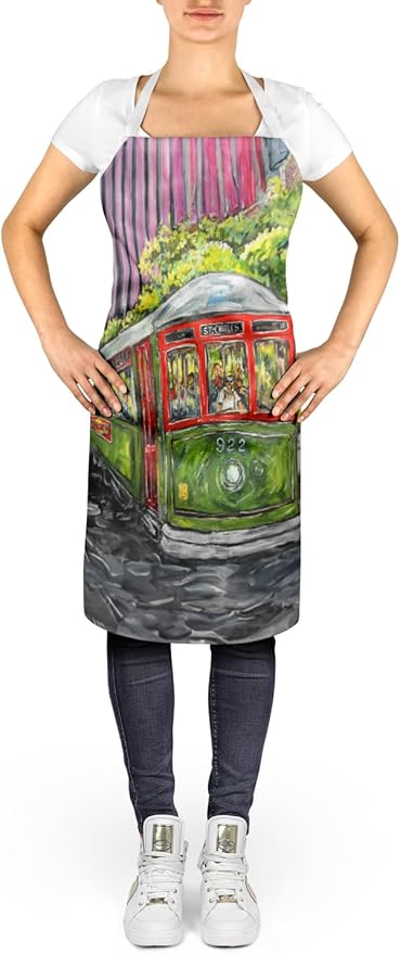 Caroline's Treasures Saint Charles No. 922 Streetcar Again Apron Cooking Kitchen Server Baking Crafts Gardening for Adult Women Men, Unisex, Large, Multicolor