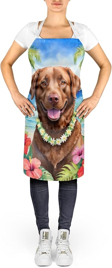Caroline's Treasures Chesapeake Bay Retriever Luau Apron Cooking Kitchen Server Baking Crafts Gardening for Adult Women Men, Unisex, Large, Multicolor