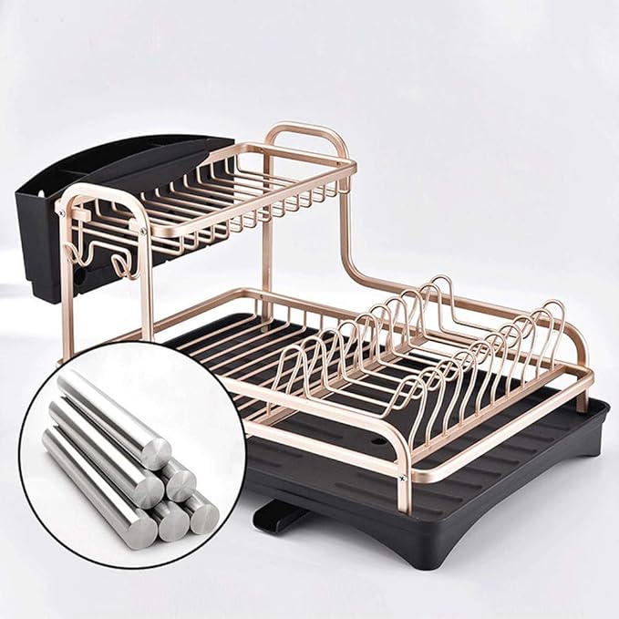 Aluminum Alloy Dish Rack Kitchen Storage Box Drain Rack Drying Board Shelf Sink Knife and Fork Box Made Very Suitable for Home Kitchen.