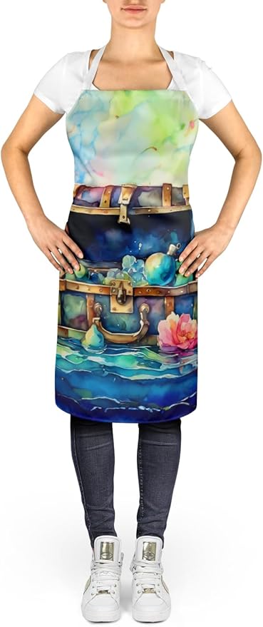 Caroline's Treasures Treasure Chest Apron Cooking Kitchen Server Baking Crafts Gardening for Adult Women Men, Unisex, Large, Multicolor