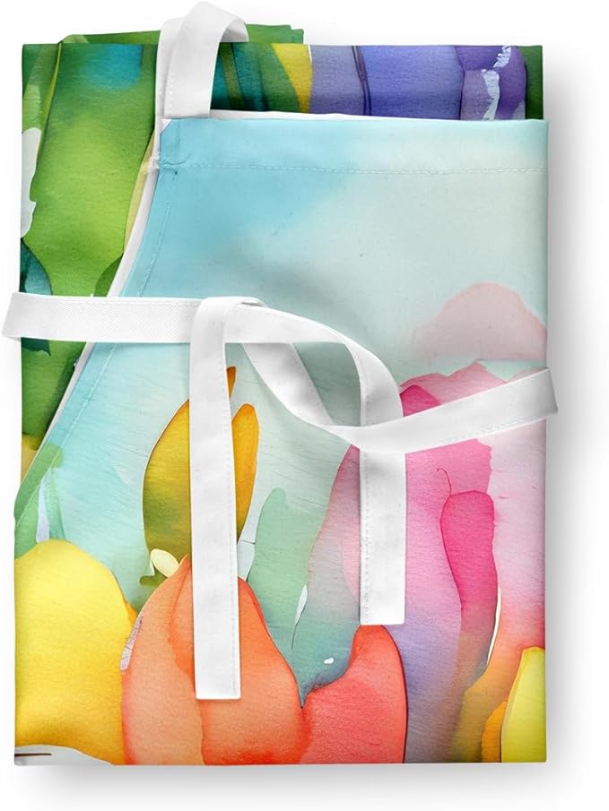 Caroline's Treasures Freesias in Watercolor Apron Cooking Kitchen Server Baking Crafts Gardening for Adult Women Men, Unisex, Large, Multicolor