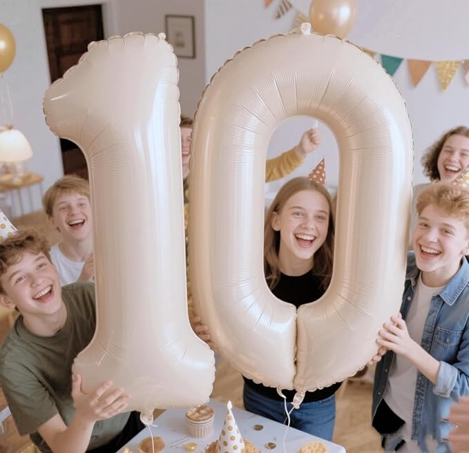 Balloon Numbers 40 Inch Big 0 Cream Balloon Numbers for Birthday Decoration, Baloon for 10 20 30 40 100 2025 Graduation Decor Wedding Anniversaries Party