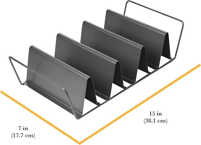 Chicago Metallic Professional 6-Shell Baked Taco Rack. Pefect for baking, filling and serving, 15-Inch-by-7-Inch, Grey