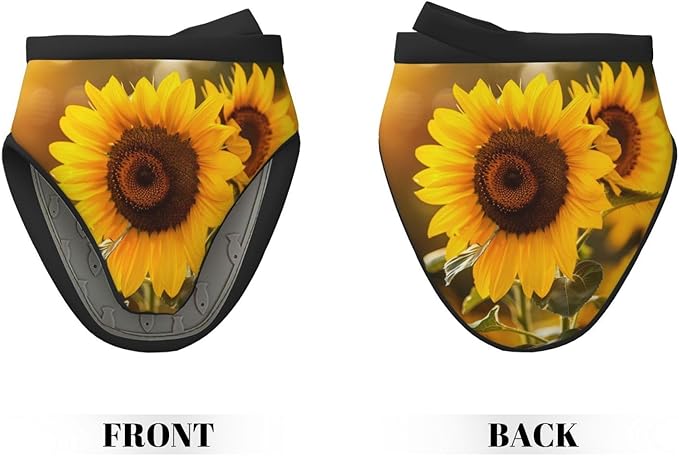 1 Pcs Mini Silicone Oven Mitts Autumn Sunflowers Heat Resistant Grilling Gloves with Hanging Loop, Fall Floral Little Kitchen Mittens for Cooking Baking BBQ