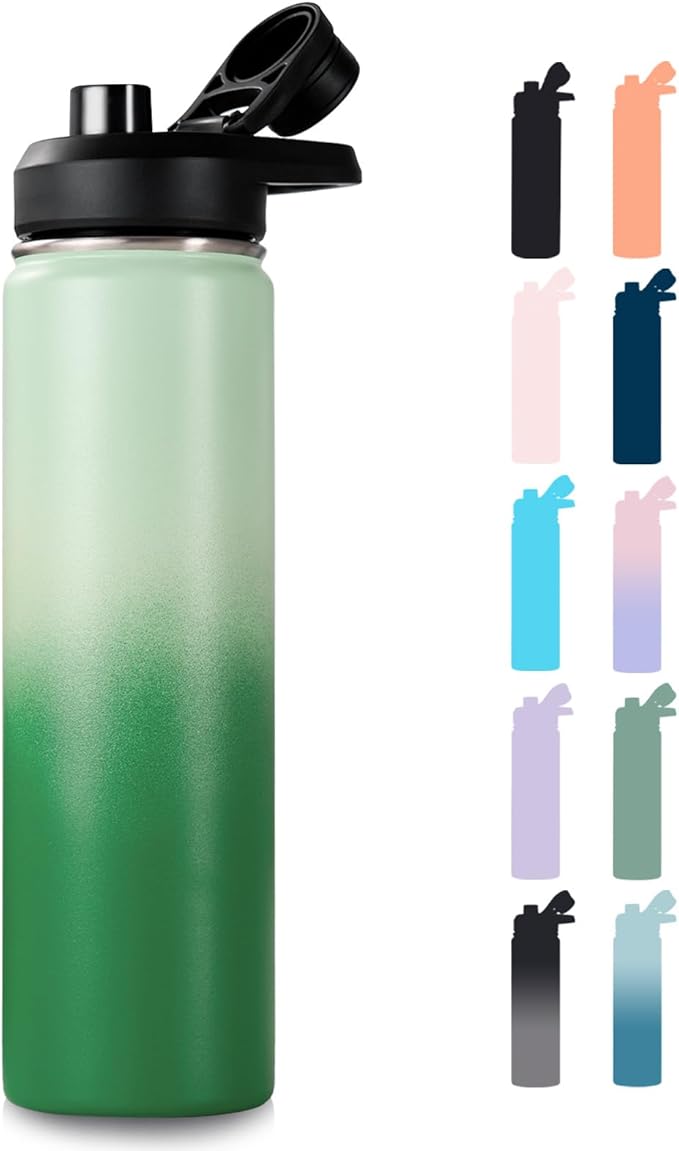 Fijinhom 24 oz Insulated Water Bottle with Handle, 304 Stainless Steel Water Bottles with Wide Mouth, Double Wall Vacuum Sports Water Bottle, BPA Free, Keep Cold and Hot, Jungle Fade
