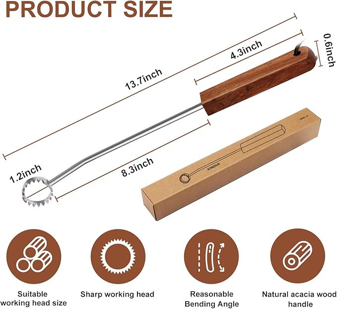 Lung Scraper of Chicken Processing Equipment, Easily Removes Poultry Lungs, Acacia Wood Handle, Chicken Butchering Equipment that Efficient Gutting Tool for Turkey, Chicken