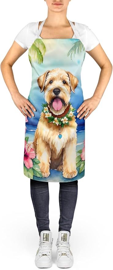 Caroline's Treasures Wheaten Terrier Luau Apron Cooking Kitchen Server Baking Crafts Gardening for Adult Women Men, Unisex, Large, Multicolor