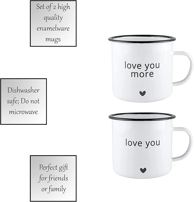 Santa Barbara Design Studio Wedding Enamelware Coffee Mugs, Set of 2, Love You More