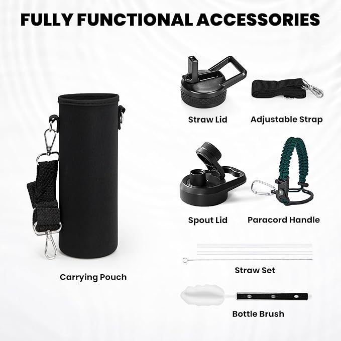 RAYMYLO Insulated Water Bottle 20 oz, Triple Wall Vacuum Stainless Steel (Cold for 24Hrs, Hot for 12Hrs), Leak Proof & Non-BPA, Kids Water Bottle Jug for School with Straw Spout Lids